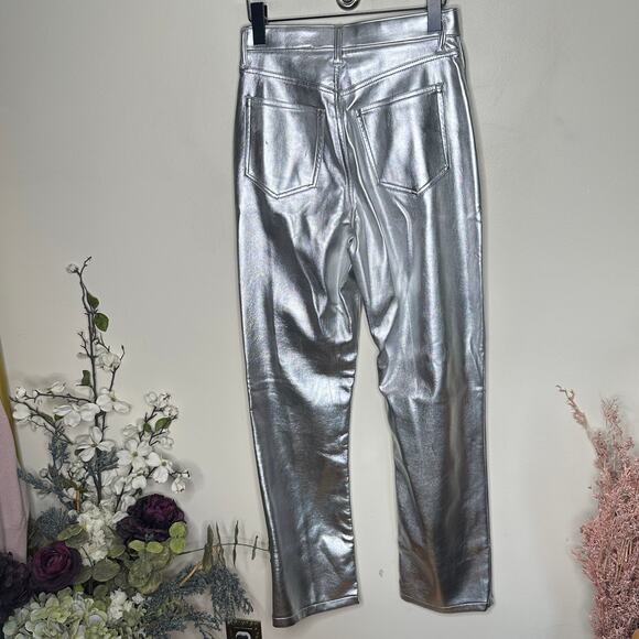 ABERCROMBIE & FITCH Curve Love 90s Straight Jean Metallic Silver Sz 26/2 {P50} - Picture 5 of 7